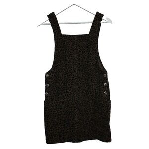 Bershka Dress Womens Small Green Leopard Pockets Y2K Grunge 90's Punk Corduroy